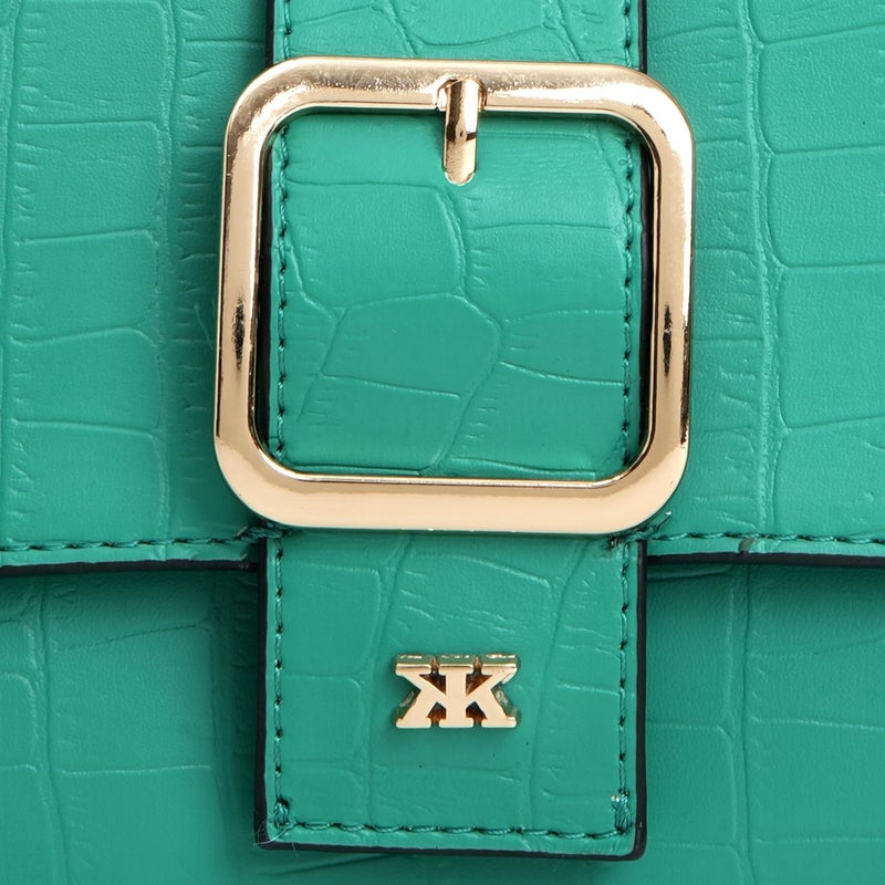 KLEIO Vegan Leather Structured Shoulder HandBag for Women - Green - Image 5